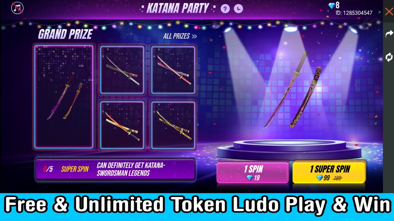 How To Get Unlimited Token Free In Free Fire Legendary Katana Skin Free Fire News Update Youtube