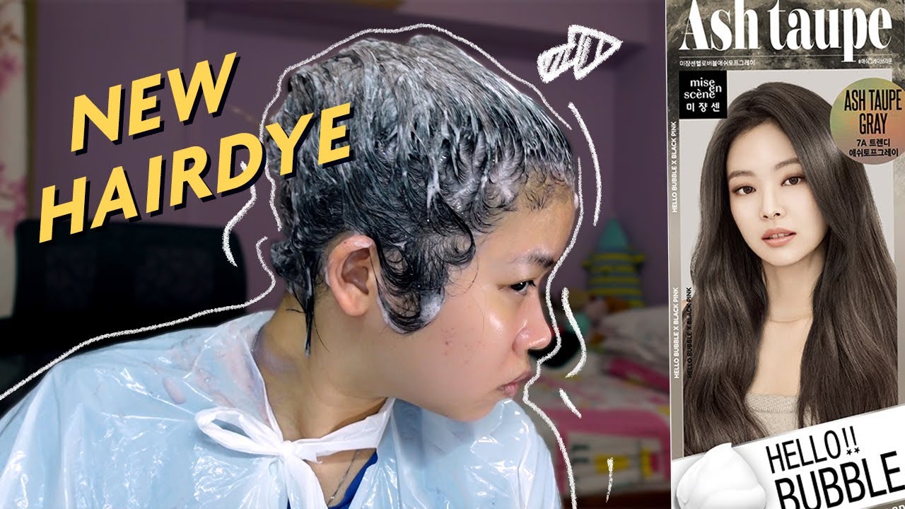 NOW TRENDING ASH TAUPE MISE EN SCENE HELLO BUBBLE HAIR DYE YouTube