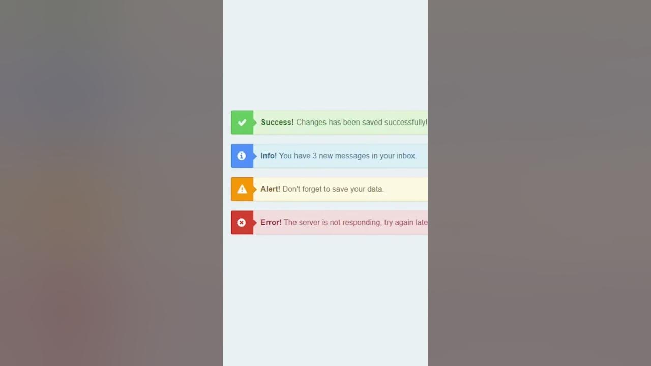 Custom Warning Alert Notification using HTML CSS & Bootstrap - YouTube
