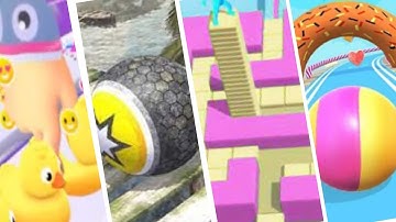 Grushy Fingers vs Rollance Adventure Balls vs Stacky Dash vs Candy Ball Run I Satisfying Mobile Game