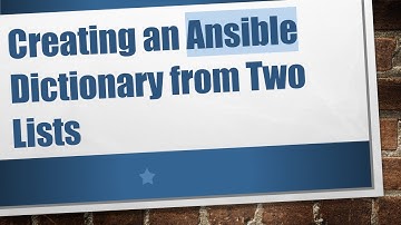 Creating an Ansible Dictionary from Two Lists