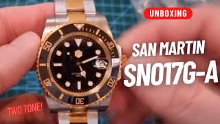 UNBOXING: SAN MARTIN SN017G-A TWO TONE BLACK GOLD DIVER WATCH