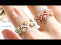 【ビーズステッチ】ジグザグ模様のフラワーリング＊作り方　ビーズリング/花模様/指輪の作り方　Beaded Flower Rings/DIY/Tutorial/seed beads/bead weave