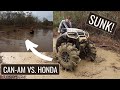 CAN-AM VS. HONDA! **SUNK 5FT IN A POND**