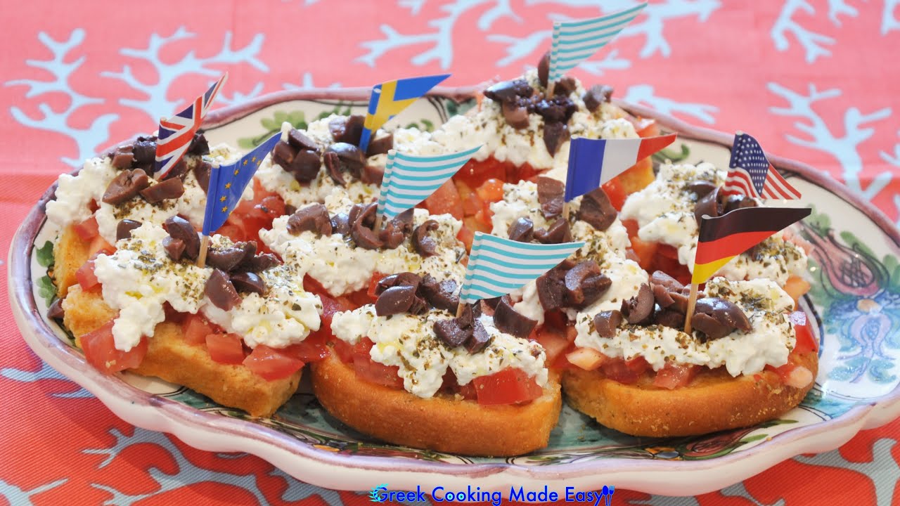 Small Boats Dakos Rusks Meze - Μικρός Ντάκος Βαρκούλες Μεζές | Greek Cooking Made Easy