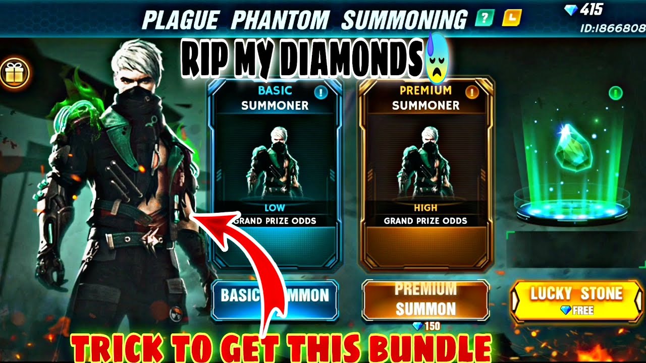 Tricks to get plague phantom summoning bundle free fire | how to get