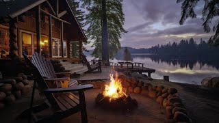 Cozy Lakeside Fireplace Setting | Relaxing Fire Sounds for Stress Relief and Deep Sleep