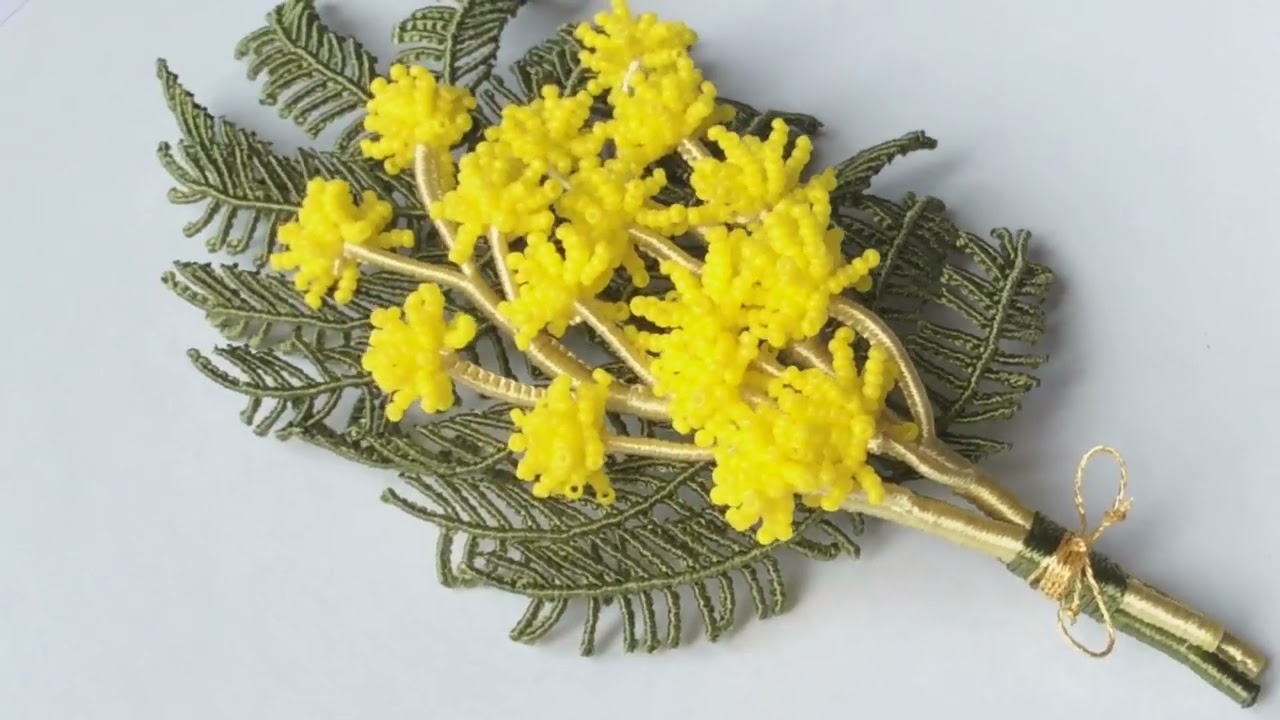 Mimosa brooch,spring flowers 