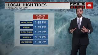 Periods of heavy rain and wind persist Monday, with coastal flood risk