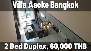 Villa Asoke Bangkok 2 bedroom duplex for rent 102 sqm 60,000 THB