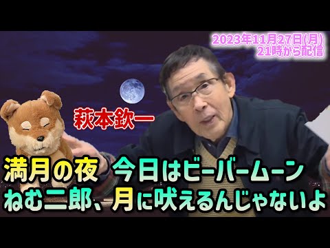 満月の夜 今日はビーバームーン ねむ二郎、月に吠えるんじゃないよ 2023年11月27日(月)