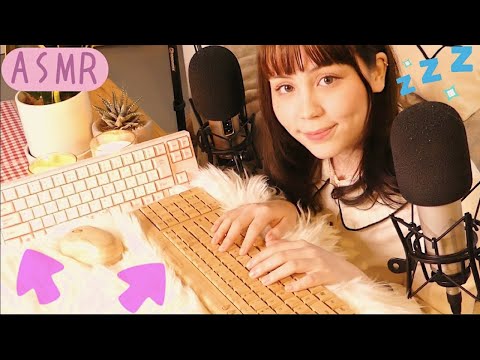 ASMR  肩の力が抜けるゆっくり＆高速タイピング?マウスの音、耳元で囁き＊ボタンをカチャカチャ、ぽちぽち【作業用/勉強用】メカニカルvsメンブレンキーボード　【プレゼント企画✨】