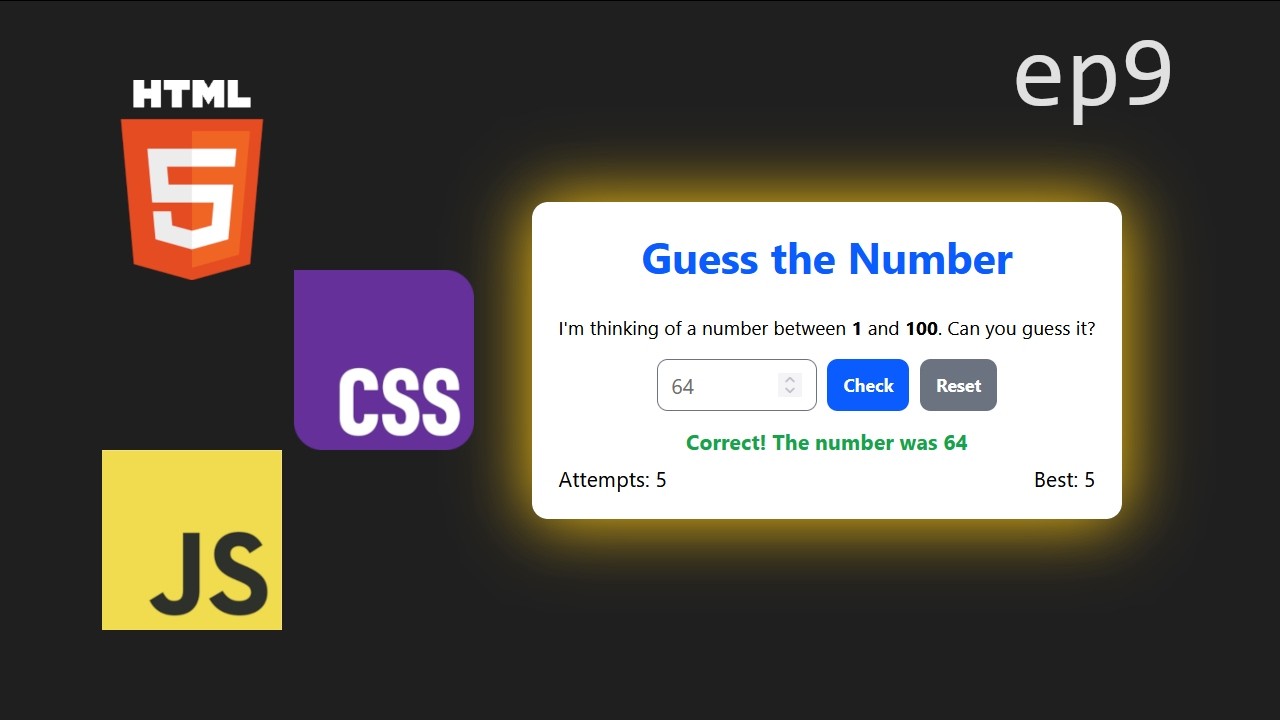JavaScript Guess the Number Game | Web Development Tutorial - Ep 9 ...