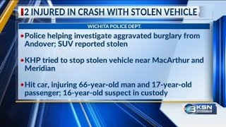 Two injured when stolen SUV crashes into car in southwest Wichita, police say
