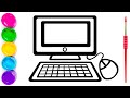 How to draw Computer. Menggambar dan mewarnai komputer untuk anak-anak.bolalar uchun kompyuter #17