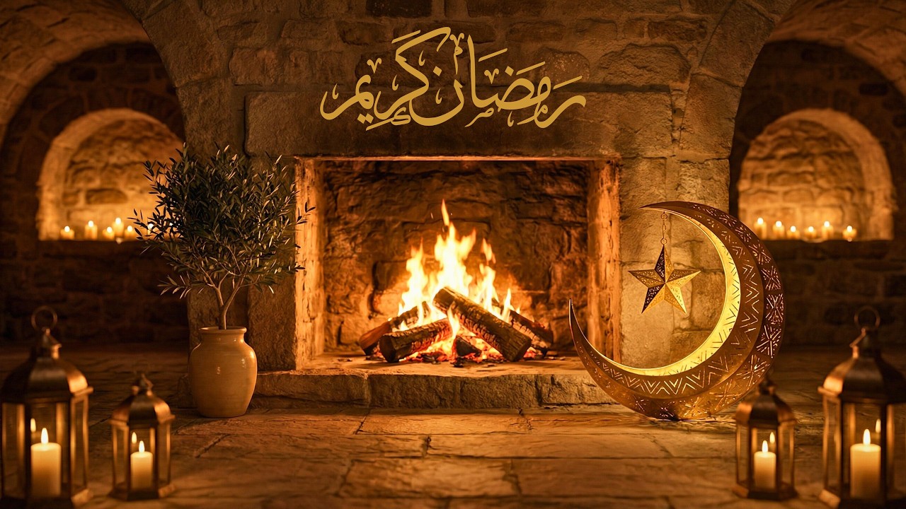 Ramadan Kareem 🌙 | Cozy Fireplace TV Art 1Hr خلفية شاشة رمضان | مدفأة وموسيقى هادئة