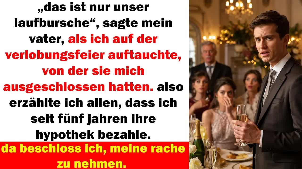 auf der verlobungsfeier nannten sie mich laufbursche dann enthüllte ich dass ich 5 jahre lang zahlte
