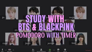 Study with BTS and Blackpink on Zoom 📚 (pomodoro 25x4 w/ timer) | Ronah Abigail Bejoc