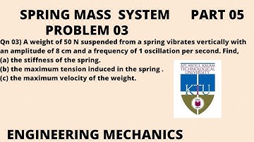 Problem03-Spring mass system-(മലയാളം)|Part 05|KTU B.TECH|Engineering MEchanics