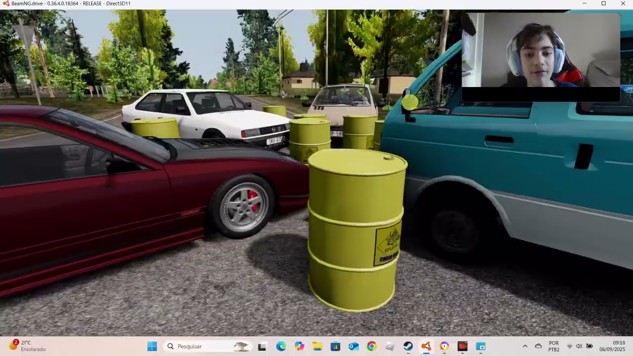 EXPLODI BARRIL EXPLOSIVO EM 5 CARROS! OS CARROS VOARAM! BeamNG.Drive