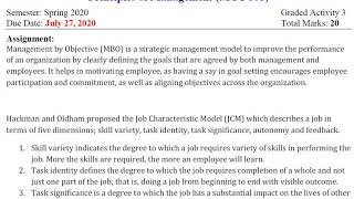 MGT503 Solved Assignment Spring 2020  Principles of Management vu