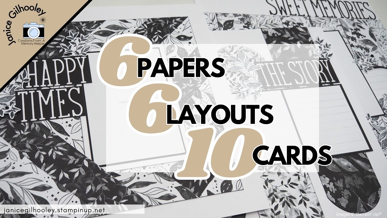 6 Scrapbook Layouts from 6 Sheets of paper + 10 Cards | Scrapbook Layout Share | Botanical Textures