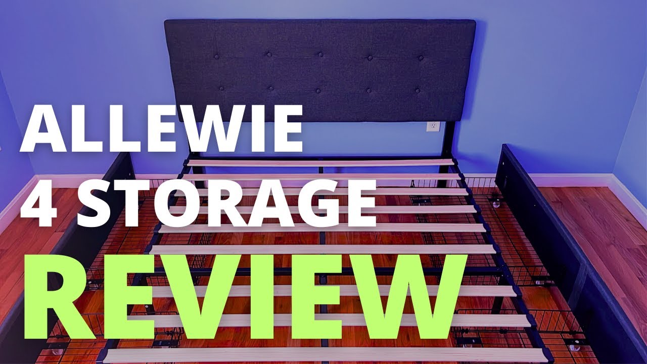 Allewie Upholstered Queen Size Platform Bed Frame with 4 Storage Drawers Review | Under Bed Storage
