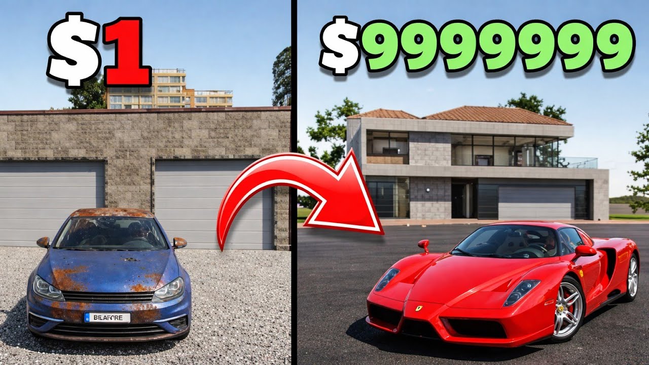 Преображение дома и автомобиля за 1 доллар против 10 000 000 долларов! (Экстремально)😱 | Car Simu...
