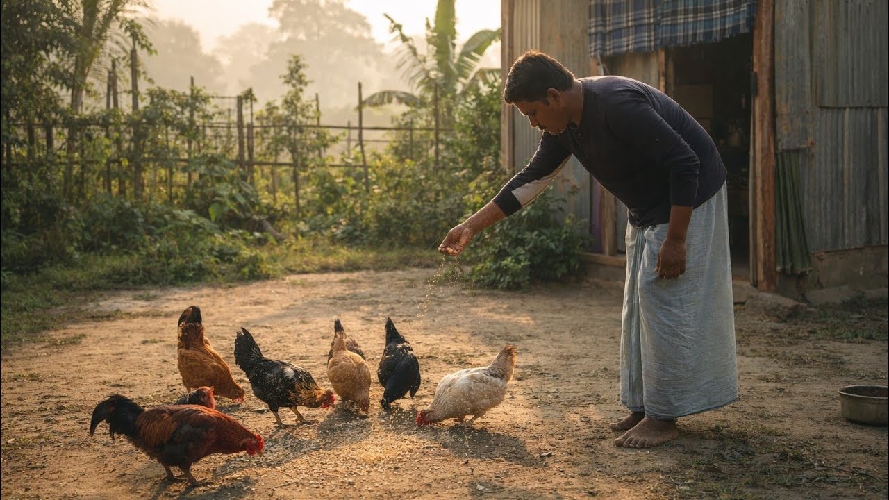 Peaceful Village Life in Bangladesh | Free Range Chicken Farming, Harvesting & Simple Rural Living