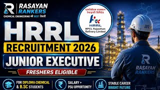 HRRL Junior Executive Vacancy 2026 | Chemical Diploma &amp; BSc Chemistry Jobs