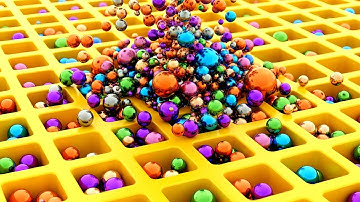 Into The Grid Colorful Balls Drop! - The Most Satisfying 3D Render of Balls on a Grid
