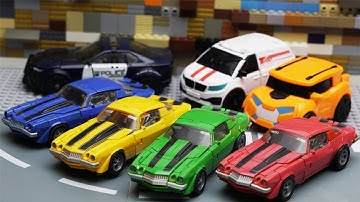 Transformers Bumblebee Movie Animation Robot Truck Lego Gym Fail & Robbery Bank Police Car