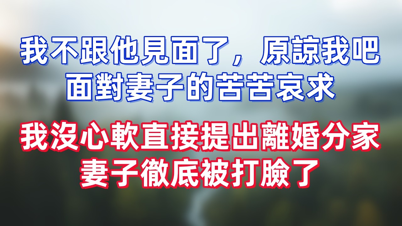 我不跟他見面了，原諒我吧，面對妻子的苦苦哀求，我沒心軟直接提出離婚分家，妻子徹底被打臉了