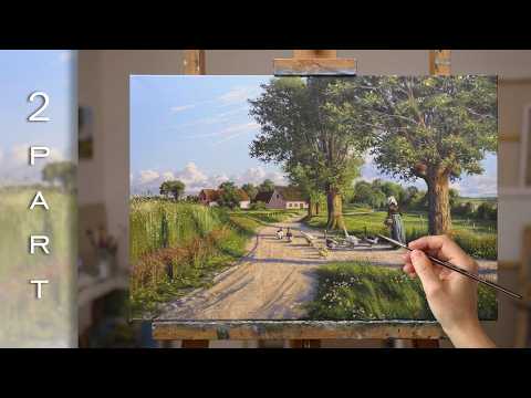 2 PART Summer Landscape Painting | Acrylic Painting "The way home".