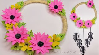 best wall hanging craft ideas | beautiful wallmate with paper | paper craft flowers wall hanging