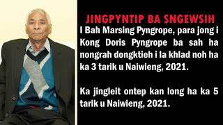 JINGPYNTIP BA SNGEWSIH - KHLAD NOH I BAH MARSING PYNGROPE
