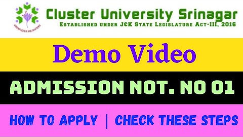 How to apply for Cluster University Srinagar Admission 2022 | Demo Video | Graduation