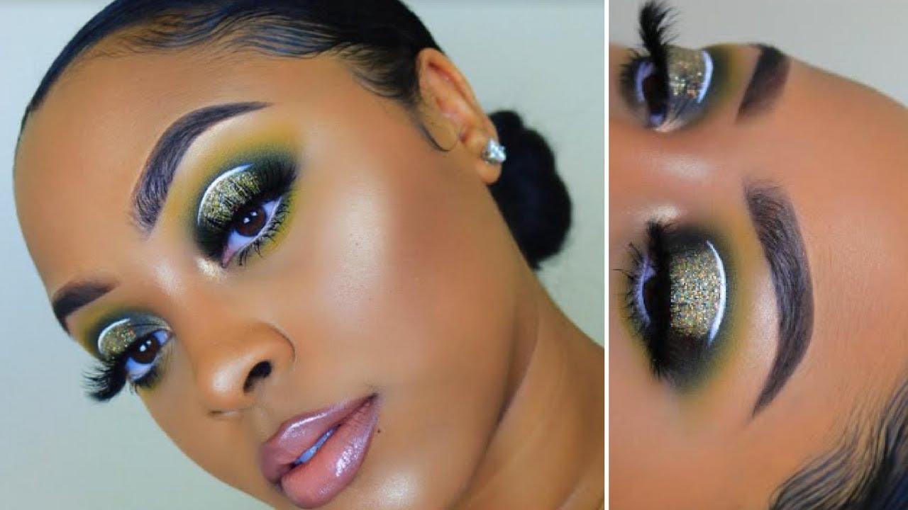 Green Smokey Halo Eyes + Glitter | Holiday Glam | Makeup Tutorial