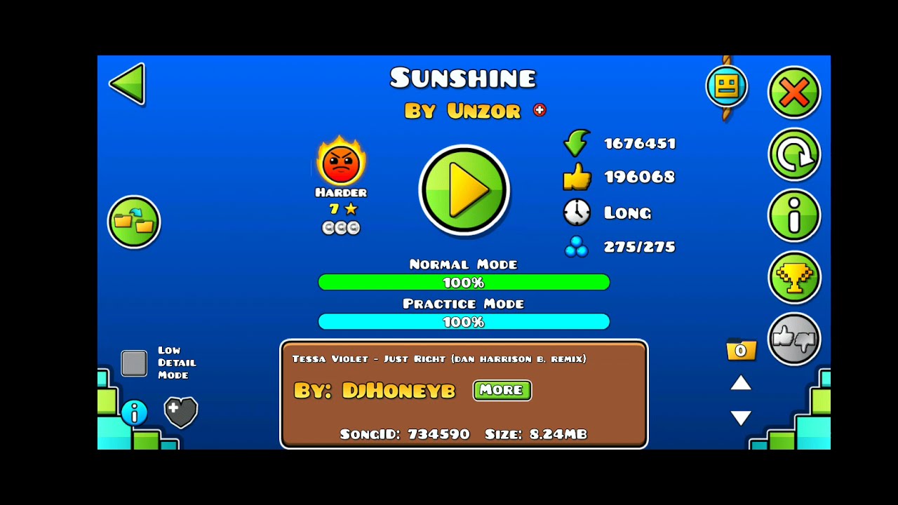 Sunshine 100% || Harder || All coins || •Mobile• || Geometry Dash || Unzor ||