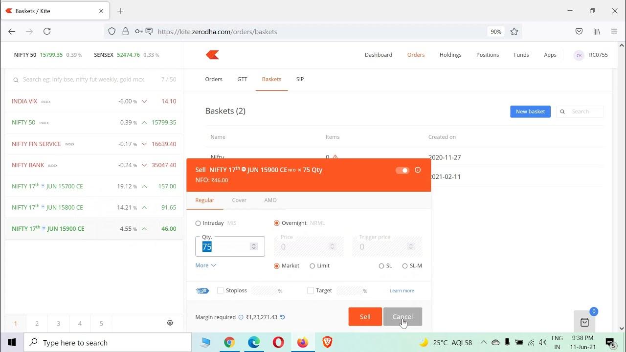 Basket order zerodha YouTube