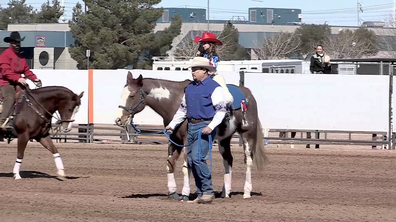 Elizabeth Mueller performs the National Anthem at Horseman's Park in Las Vegas, Nevada