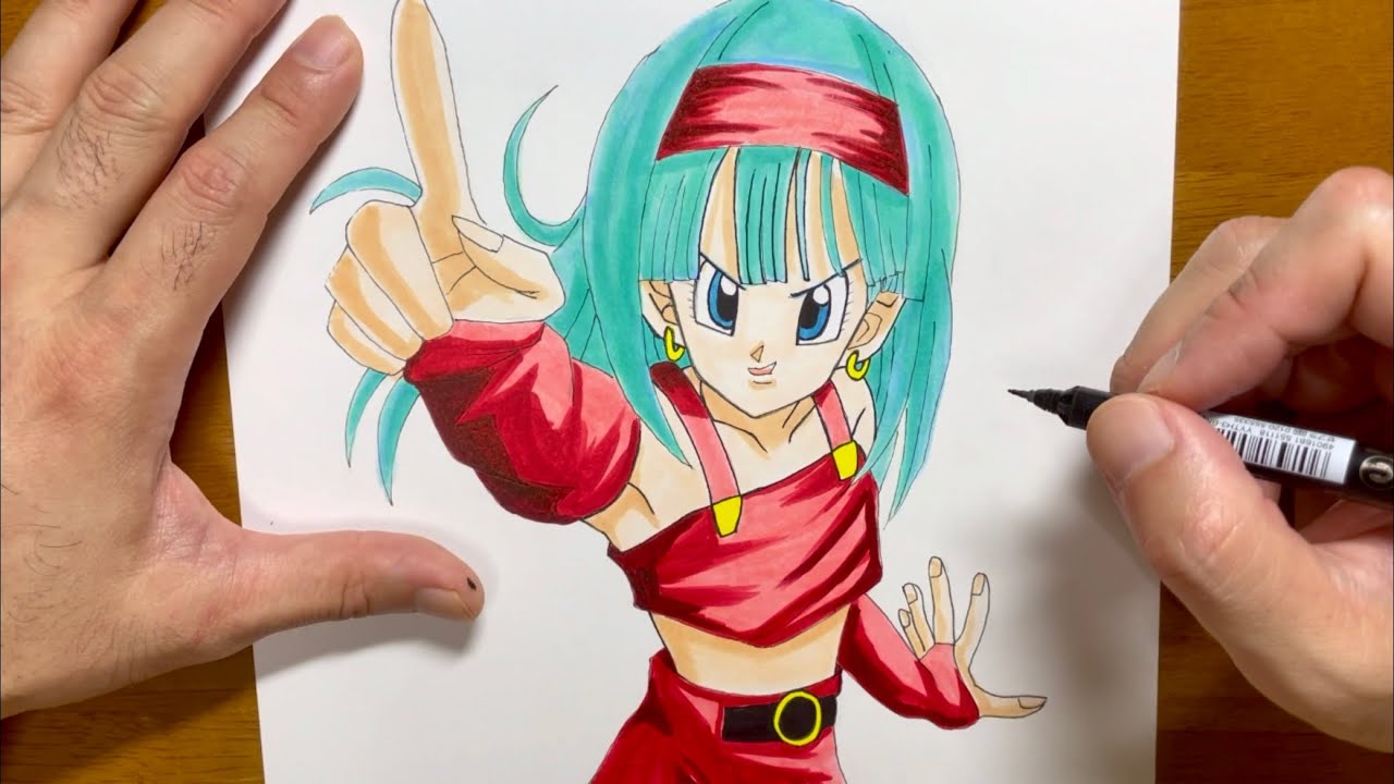 DRAGON BALL Bulla drawing ドラゴンボール ブラ 描いてみた illustration making - YouTube