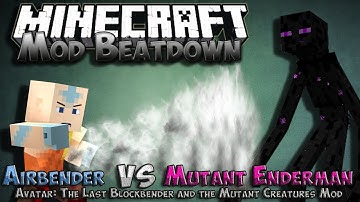 Minecraft Mod Beatdown: Airbender vs Mutant Enderman #1 (The Last Blockbender + Mutant Creatures)