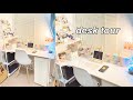 Desk tour  aesthetic pastel organized  