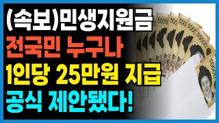 (속보) 전국민 민생지원금 25만원 지급!! 공식 제안되었습니다! 지금 확인해보세요!