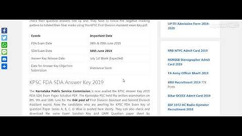 KPSC FDA SDA Answer Key 2019 PDF Download Question Paper Solutions