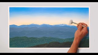 Sunset and mountains / Art Ideas for Beginners / Acrylic Painting on Canvas  / Time Lapse