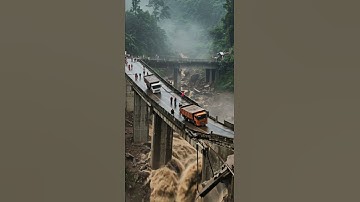 Bridge Collapse Caught on Camera  Shocking AI Realistic Flash Flood Truck Disaster #viral #flood