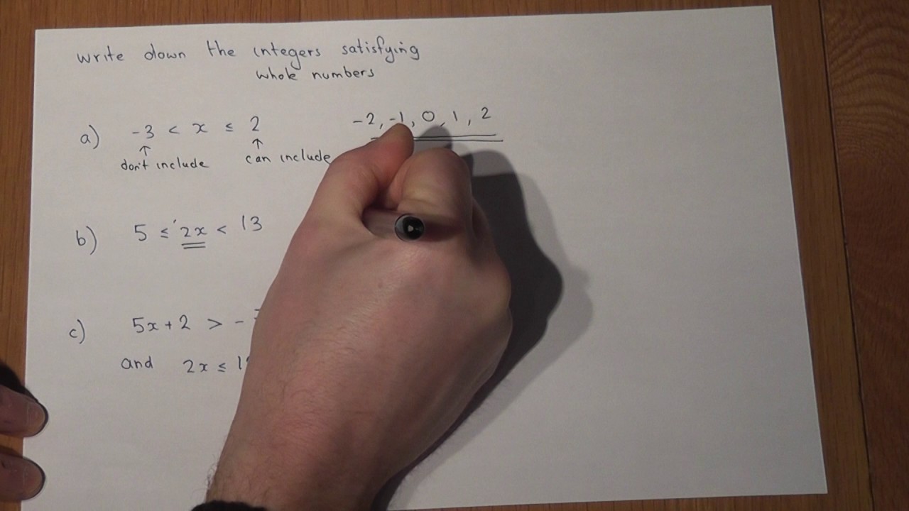Integers Satisfying Inequalities (3 Key Examples) Gcse Maths Revision Video
