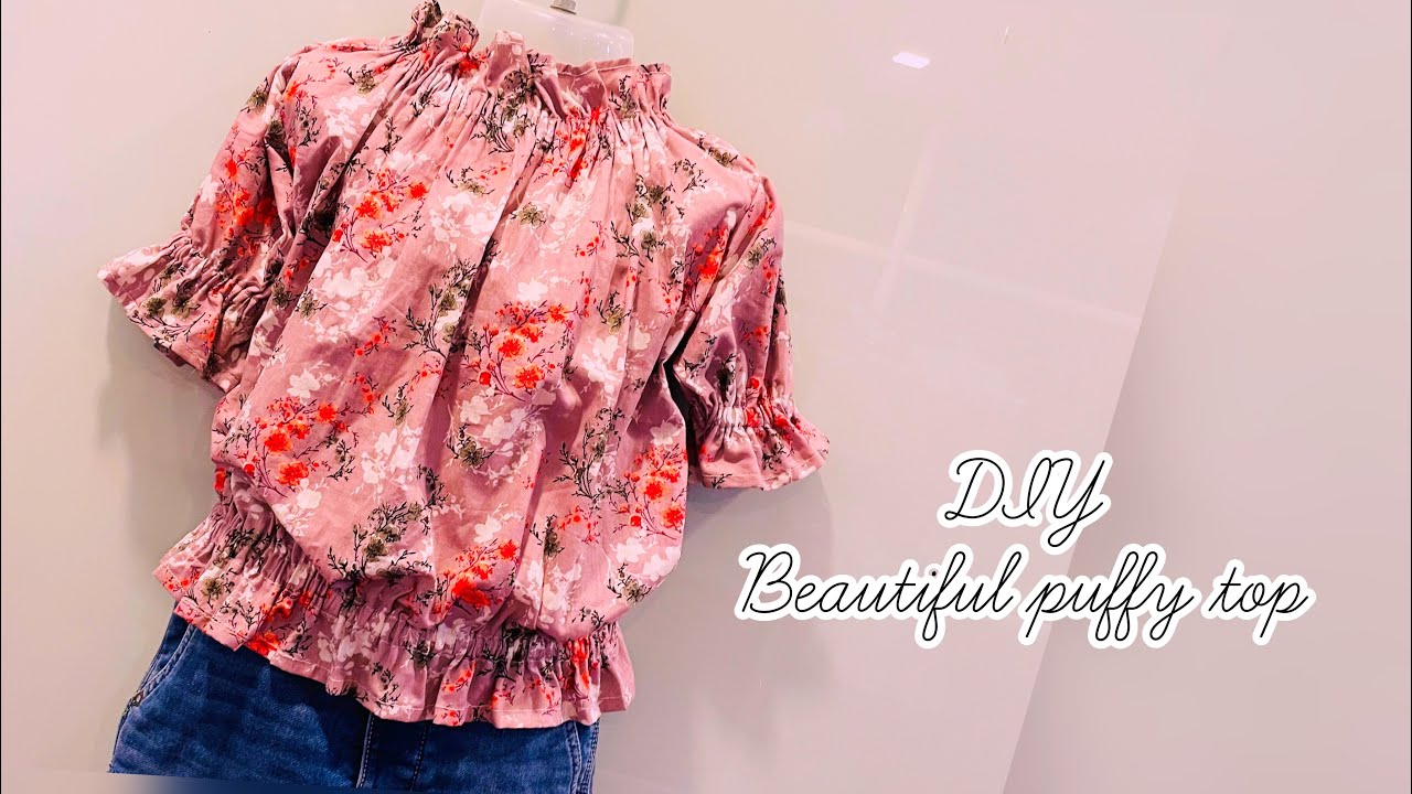 DIY : puffy doll top/ ruffle top/elastic high neck with puff sleeve ...